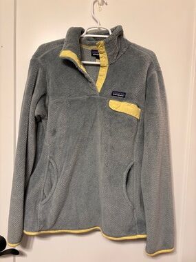 Patagonia Gray Fleece Pullover with Yellow Trim